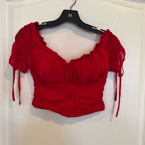 Windsor women’s red Hooked In Ruched off shoulder corset Crop Top size large - Picture 1 of 8
